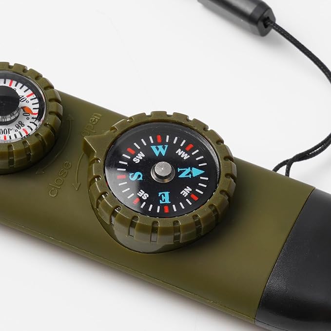 Emergency Survival Safety Whistle，Whistle for Kids with Lanyard,Compass,Thermometer,Ideal for