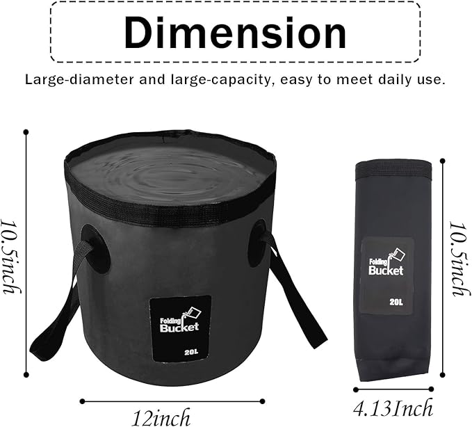 Esthesia Collapsible Bucket, 5 Gallon Portable Folding Water Container for Travelling, Camping