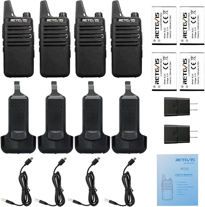 Retevis RT22 Two Way Radio Long Range Rechargeable,Portable 2 Way Radio, USB-C Charging, Handsfree