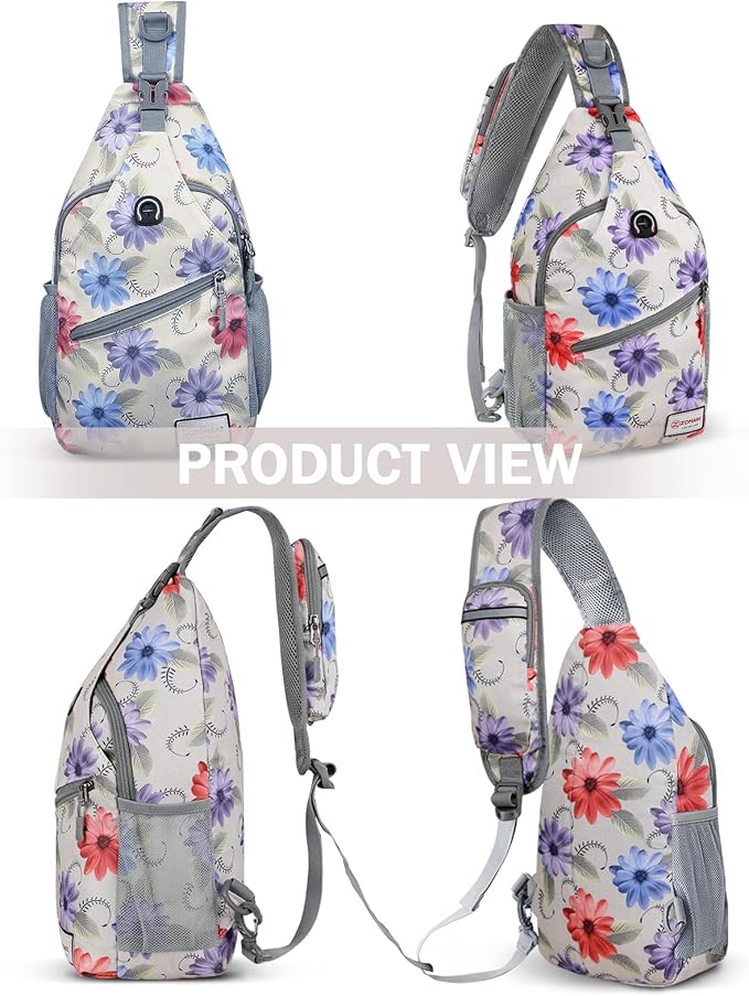 ZOMAKE Sling Bag,Small Crossbody Sling Backpack,Water Resistant Shoulder Daypack for Travel,Anti