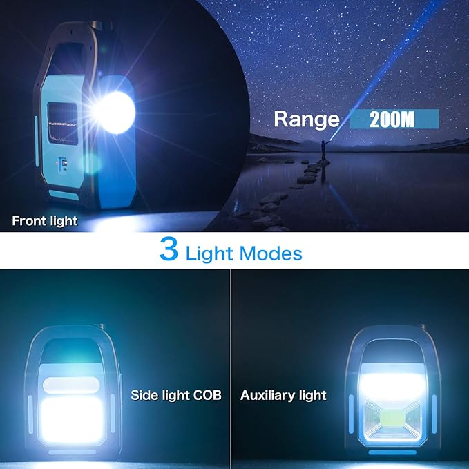 2 Pack Solar Lantern Camping Essentials Accessories Lights, LED Lantern Flashlight for Power