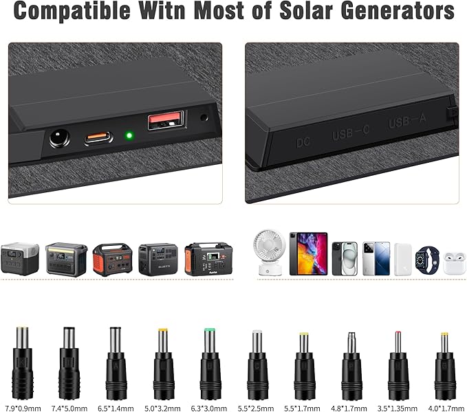 N-Type 16BB 60W Portable Solar Panels NextGen Foldable Solar Panel Charger Kit 25% Efficiency with
