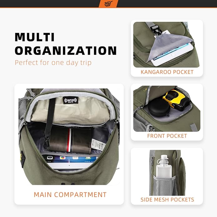 SKYSPER Sling Bag RFID Crossbody Sling Backpack Cross Body Shoulder Bag Travel Hiking Daypack for