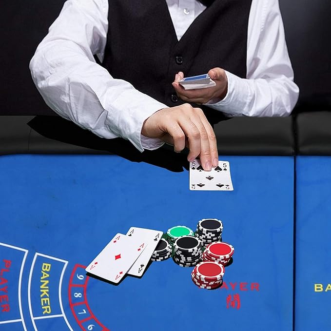 Upgrade 8 Player Poker Table for Blackjack Card Game, Foldable Texas Hold'em Table, Portable Casino