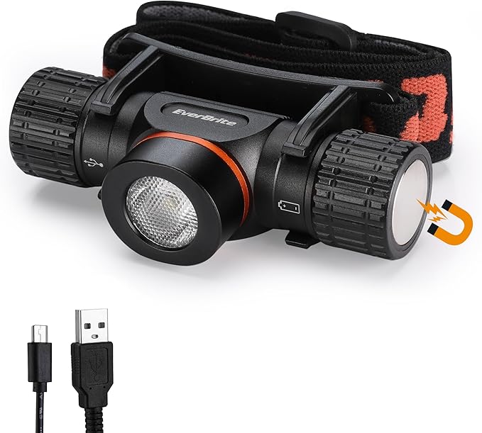 EverBrite Rechargeable Headlamp, 1000 Lumen LED Rechargeable Headlight with 5 Light Modes, Magnetic