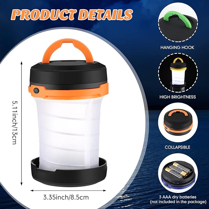 Retisee 4 Pcs Collapsible LED Camping Lantern Battery LED Operated Camping Lantern Lights Lantern