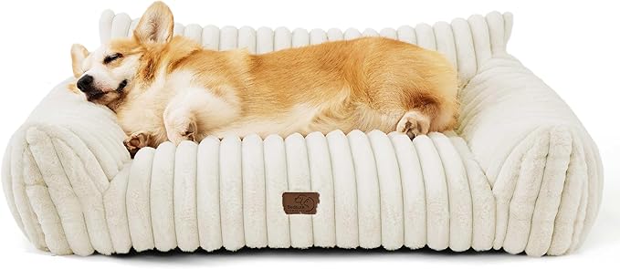Bedsure Cute Dog Couch for Medium Dogs- Fluffy Pet Sofa, Dog Couch Bed with Removable, Washable