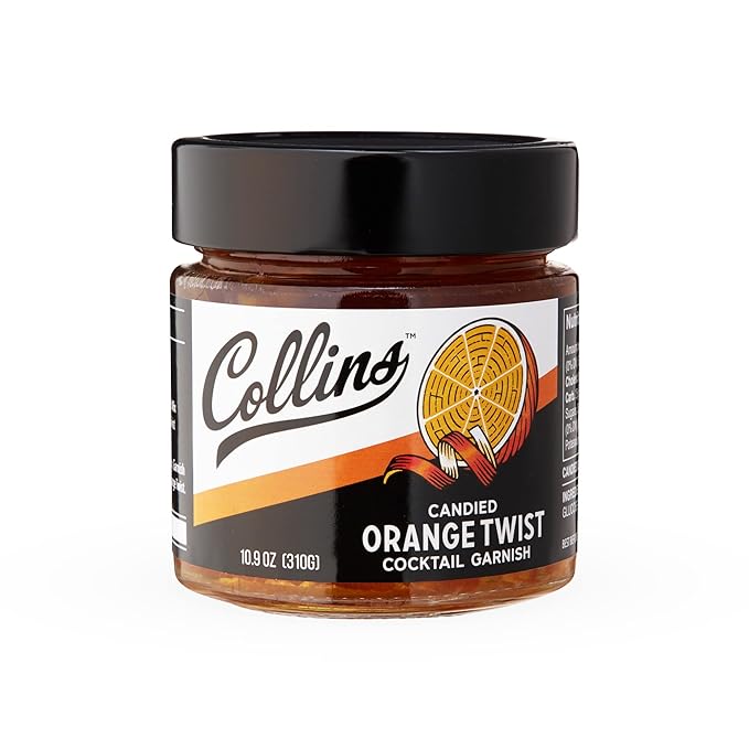 Collins Candied Fruit Orange Peel Twist in Syrup - Popular Cocktail Garnish for Skinny Margarita