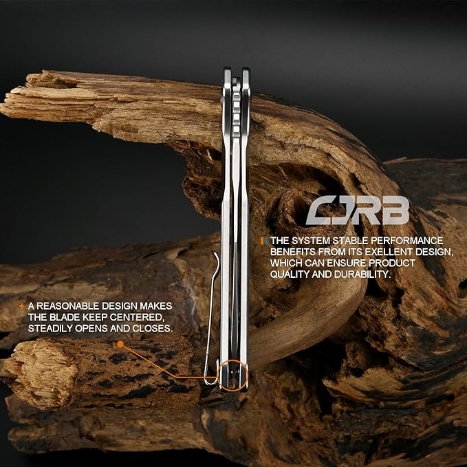 CJRB Frack Folding Pocket Knife, 3.9" AR-RPM9 Steel Blade PVD Coating Steel Handle EDC Knife
