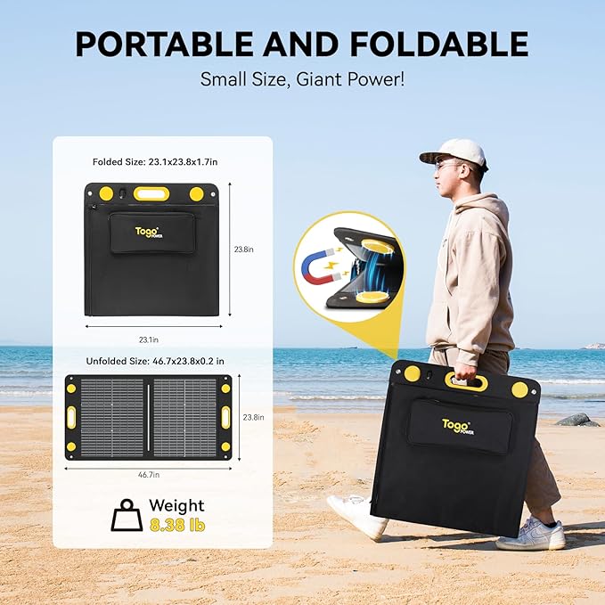 100W Bifacial Portable Solar Panel, Bend Resistant Foldable Solar Panel 100Watt 22V Monocrystalline