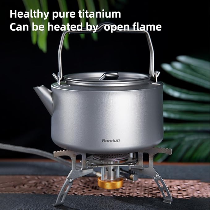 Camping Kettle Titanium Camp Tea Coffee Pot Portable Lightweight Tea Kettle Teapot Fast Heating