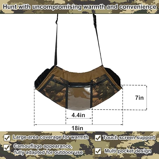 Camo Hunting Hand Warmer Pouch, Polar Fleece Warm Hand Muff Insulated Hunter Hands Warming Pouch