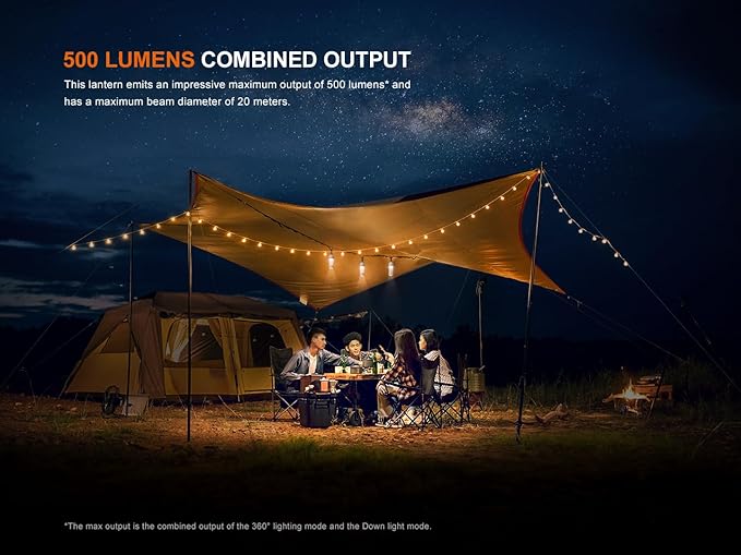 Fenix CL22R 500 Lumen Compact Lantern, USB-C Rechargeable and Multifunctional with Red Light and