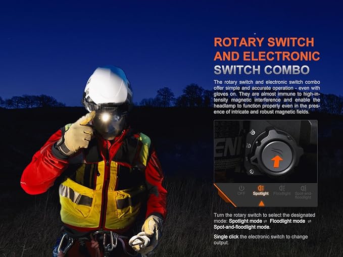 Fenix HP35R SAR 4000 Lumen USB-C Rechargeable Headlamp, with Spotlight and Floodlight and Flame