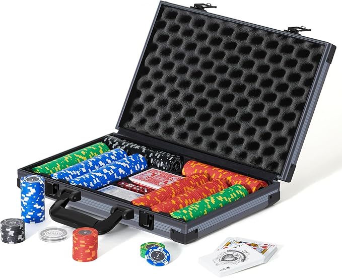Boyzhood Poker Chips,400PCS 14 Gram Clay Poker Chip Set with Deluxe Travel Case, Numbered
