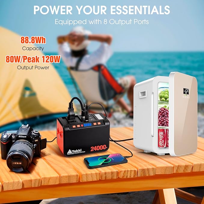 Takki 120W Peak Solar Generator Portable Power Station with 21W Panels, 88Wh Solar Charger Power