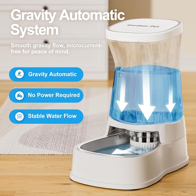 Automatic Gravity Water Dispenser for Dogs, 1Gallon Stainless Steel Water Bowl Dispenser, 100%
