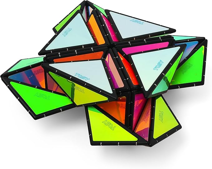 TOSY Magnet Pyramid Glow - 1 Cube Transforms into 1 Billion Shapes, 12 Pieces, 243 Rare Earth