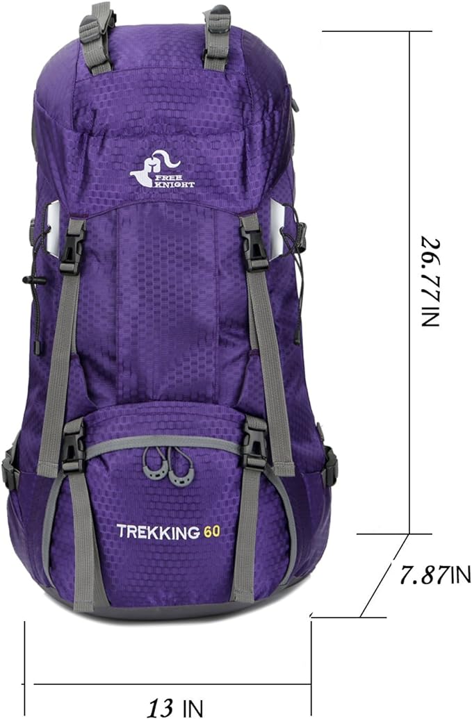 Bseash 60L Waterproof Hiking Camping Backpack with Rain Cover, Large Outdoor Sport Travel Daypack