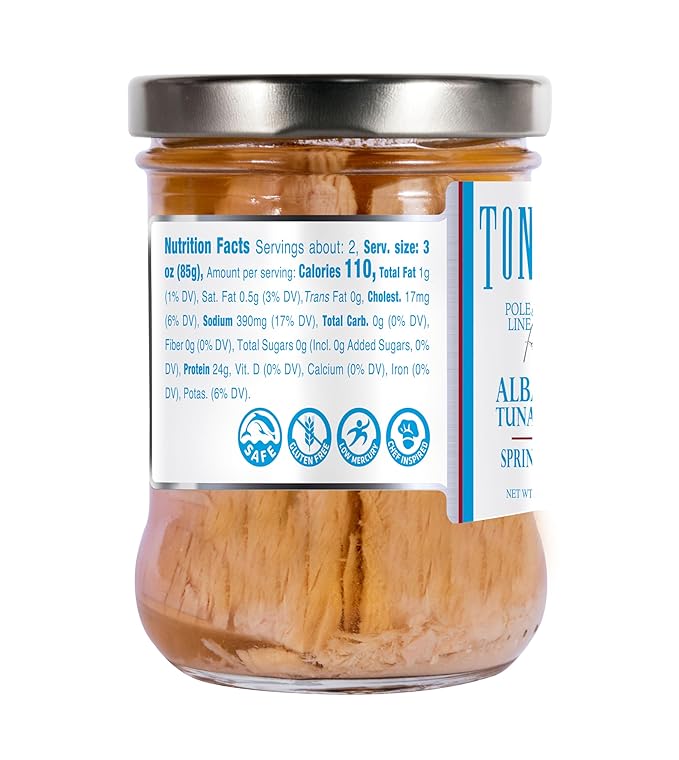Tonnino Tuna Fish Albacore - Spring Water ??Pack of 6 ??Alternative to Salmon ??Protein Snacks