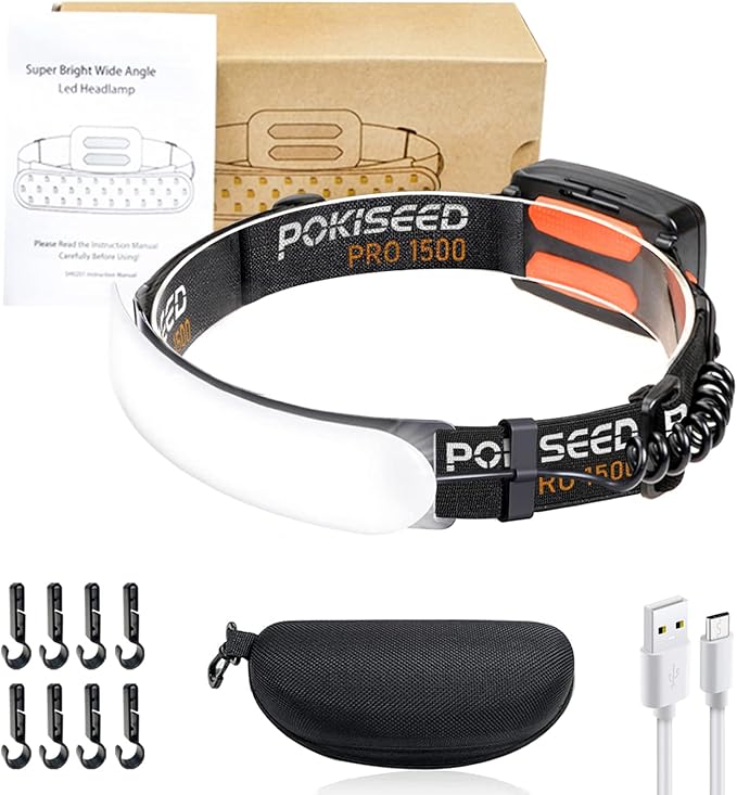 LED Headlamp Rechargeable, Super Bright 1500 Lumens 230° Wide Beam Headlamp, 3 Modes IPX6