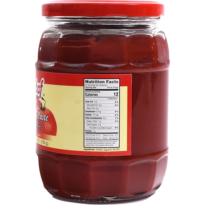 Sadaf Tomato Paste in jar - Tomato paste no sugar added - All-natural tomato sauce - Keto Friendly