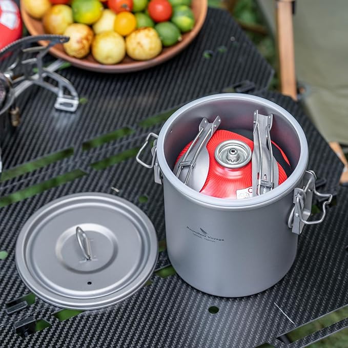Boundless Voyage Titanium Rice Cooker Camping Cooking Pot Ultralight Camping Cookware Set for