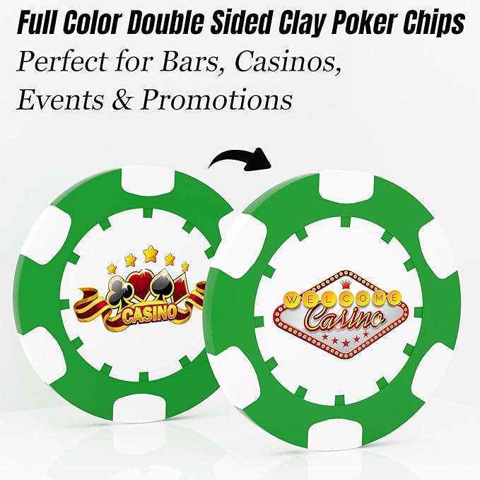 25 Custom Clay Poker Chips, 40mm Heavy 11.5g Casino Sized Personalized Poker Chips with Your Logo