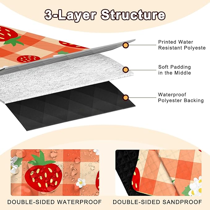 Extra Large Picnic Blanket Waterproof,80"x 80"Foldable Machine Washable Beach Blanket,Outdoor