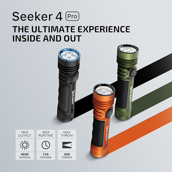 OLIGHT Seeker 4 Pro Rechargeable Flashlights, 4600 Lumens High Powerful Bright Light with USB C