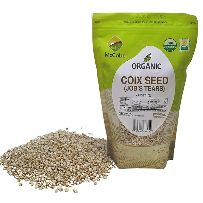 McCabe Organic Coix Seed - Job's Tears 2 Lbs| High Protein and Fiber | USDA and CCOF Certified |