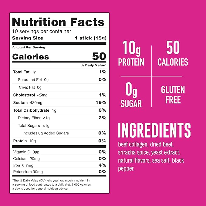 LonoLife Sriracha Beef Bone Broth Powder Mix | Grass-Fed, 10g Protein | Collagen-Rich, Keto & Paleo