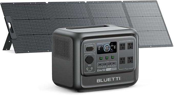 BLUETTI Elite 100 V2 Solar Generator with 200W Solar Panel (Ships Separately), Portable Power