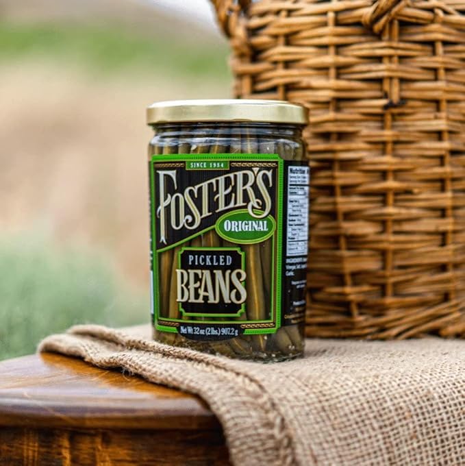 Foster's Pickled Green Beans in a Jar, Original, 32oz, 2 Pack, Traditional Pickled Vegetables