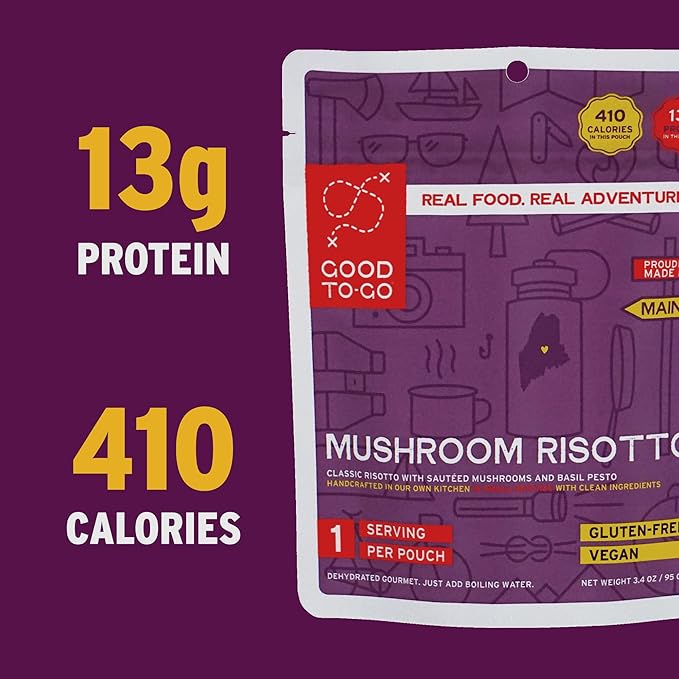 GOOD TO-GO Mushroom Risotto | Camping Food, Backpacking Food | Just Add Water Meals, Backpacking