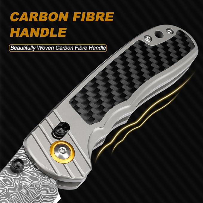 Damascus Pocket Knife for Men Women, 3.15" Damascus Steel Blade Pocket Knives & Folding Knives with
