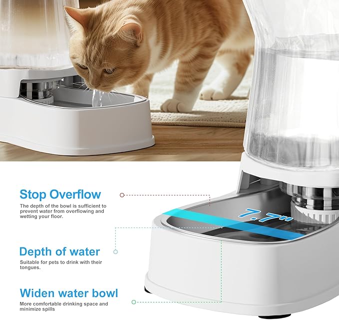 Automatic Gravity Water Dispenser for Dogs, 1Gallon Stainless Steel Water Bowl Dispenser, 100%
