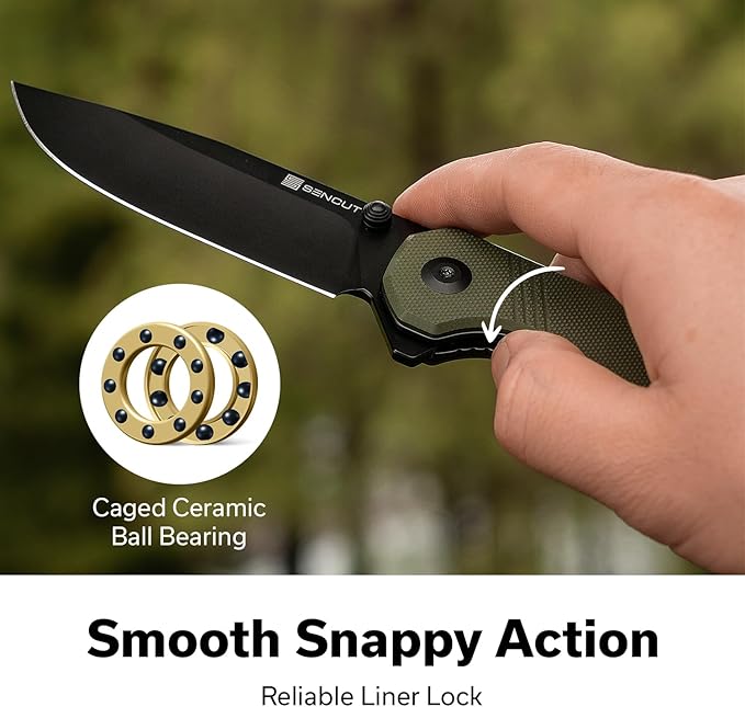 SENCUT Aetheris Pocket Knife, EDC Folding Knife with 3.68'' 9Cr18MoV Blade & G10 Handle, Reversible