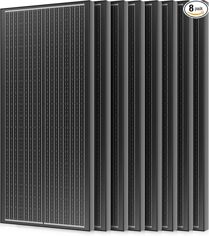 18BB N-Type 800 Watt Solar Panel, 12V 8PCS 100W Solar Panels, 25% High-Efficiency, Monocrystalline
