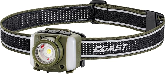 Coast FL95R 1250 Lumen Rechargeable Plus LED Headlamp with Green, Red and Area Light Modes and