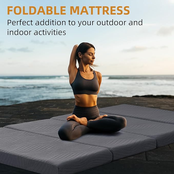 Memory Foam Camping Mattress Pad, 3 Inch Thick Waterproof Foldable Sofa Bed Floor Mattress