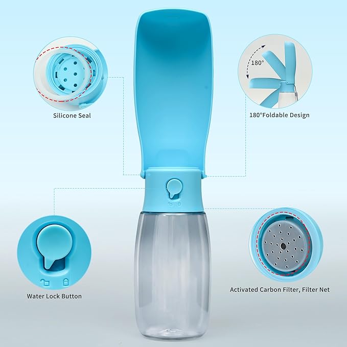 Dog Water Bottle, Leak Proof Portable Puppy Water Dispenser, Travel Puppy Water Bowl, Foldable