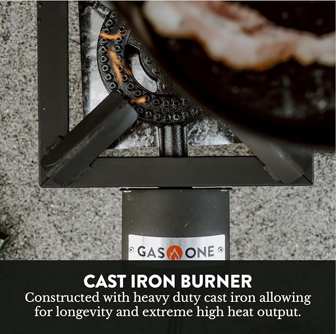 GasOne High Pressure Single Propane Burner - Outdoor Cooking with Heat Shield and Guard ??Propane