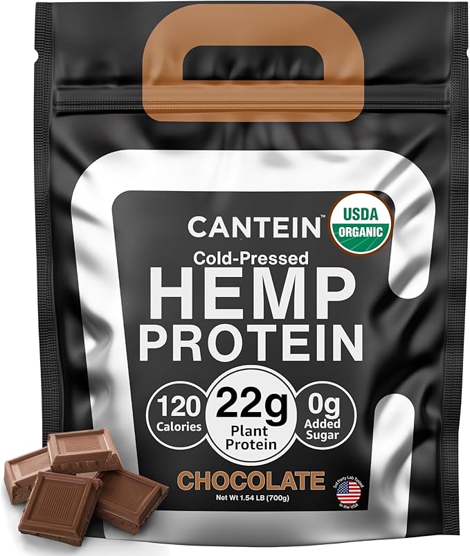Organic Hemp Protein Powder, Plant Based and Vegan Protein Shake, Lactose and Dairy Free, Gluten