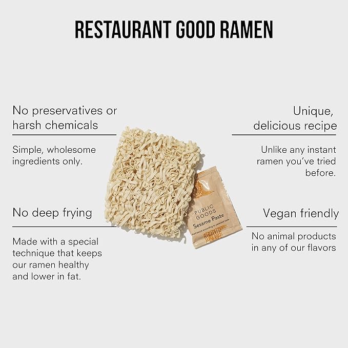 Public Goods Ramen Noodles | Brothless Vegan & Vegetarian Instant Ramen | Healthy, High Protein