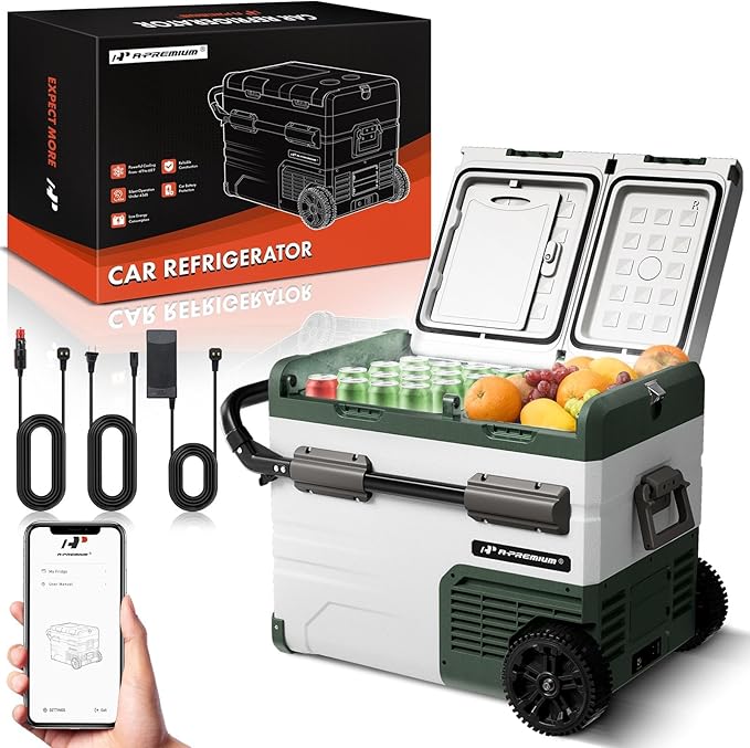 A-Premium 12 Volt Refrigerator 48QT/45.6L Portable Car Fridge Cooler, -4°F~68°F Separated Zone