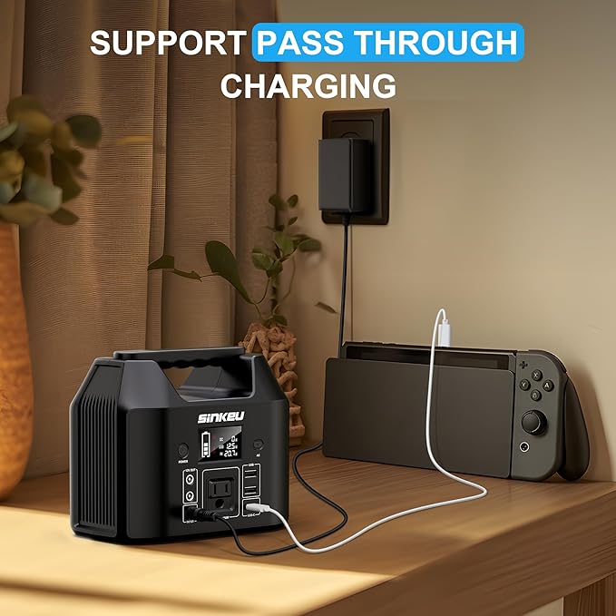 SinKeu Portable Power Station 122.8Wh, LiFePO4 Battery Solar Generator for Home Use, 150W Power