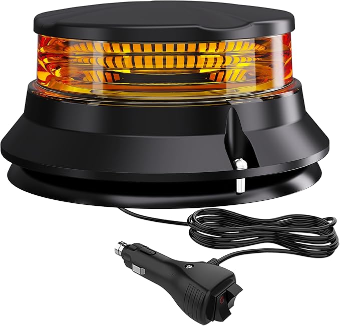 WINECO LED Amber Strobe Beacon Lights, Safety Warning Emergency Hazard Rotating Flashing Lights for
