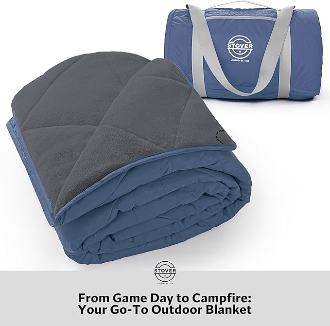 STOVER Waterproof Stadium Blanket – Portable Outdoor Camping Blanket for Travel, Picnics, or Sports