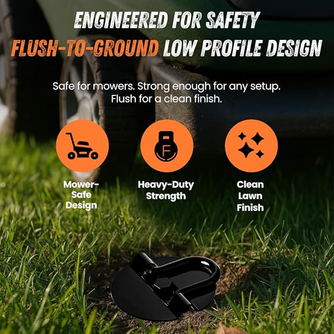 Ground Anchors Low Profile, 4 Pack Heavy Duty, Ground Anchors Screw in, Swing Set Anchors